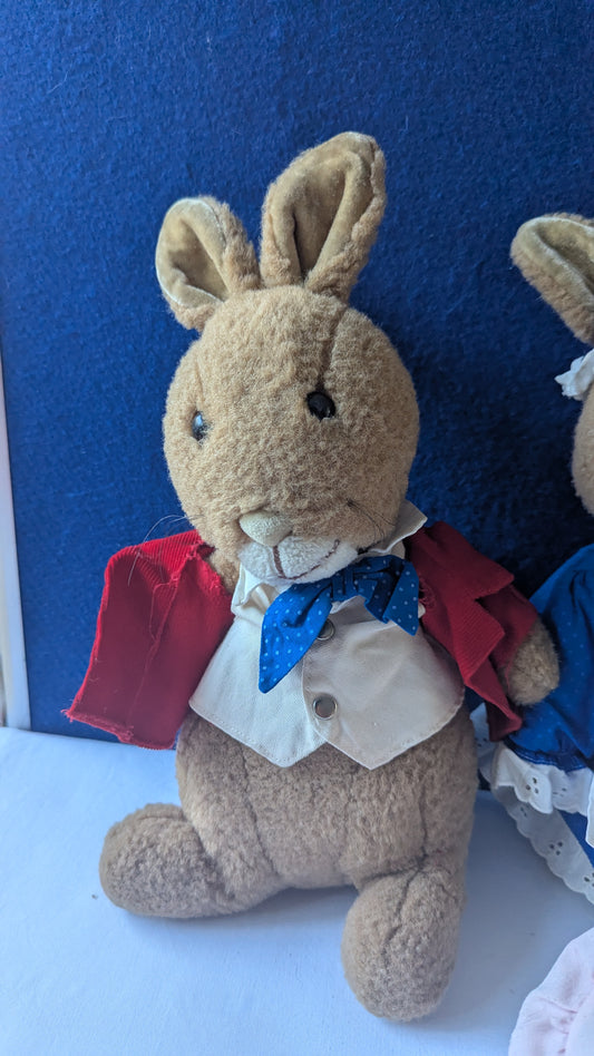 Royal Doulton Bunnykins by Golden 1985 Mr & Mrs Rabbit, Peter & Cottontail Plush Bundle