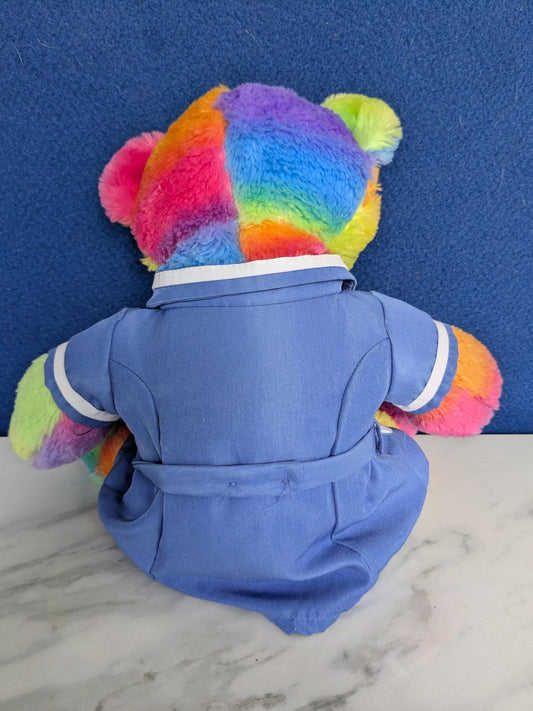 BaB Build a Bear Rainbow Tie Dye Bear with Nurses Uniform