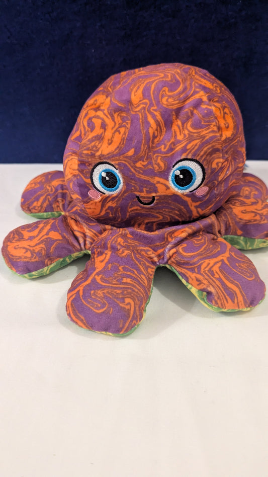 2 in 1 Reversible Octopus Sensory Plush Green/Orange/Pink