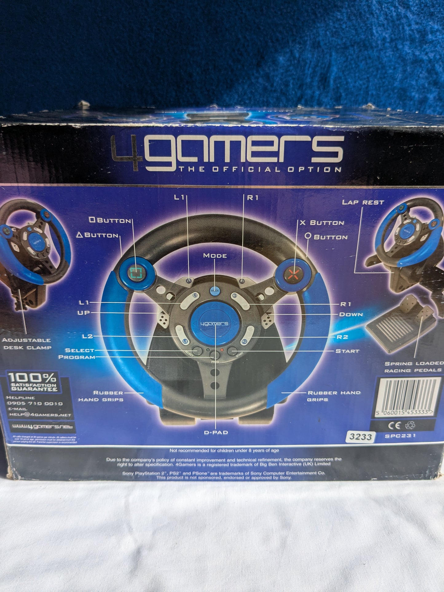 Volant et pédales de course 4gamers Turbo Racer pour PlayStation et PlayStation 2
