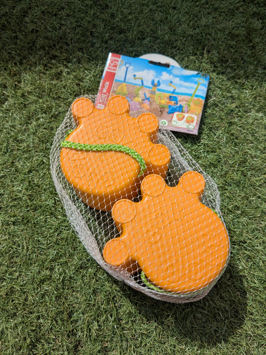 E4013AE Cat Walk Paw Print Stilts - Orange & Green