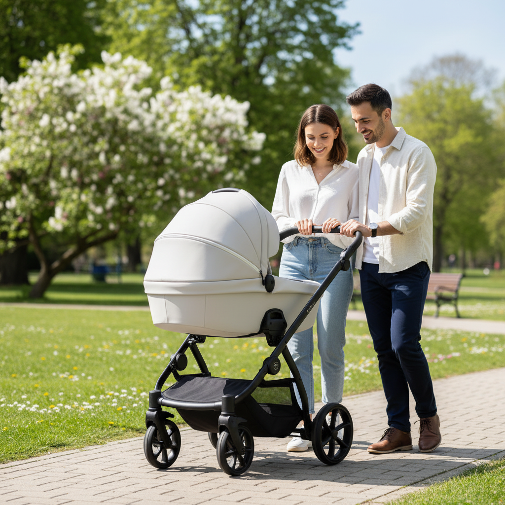 Noordi Fjordi V1 Leather 3in1 with Joie i-Snug 2 Car Seat, Cloud