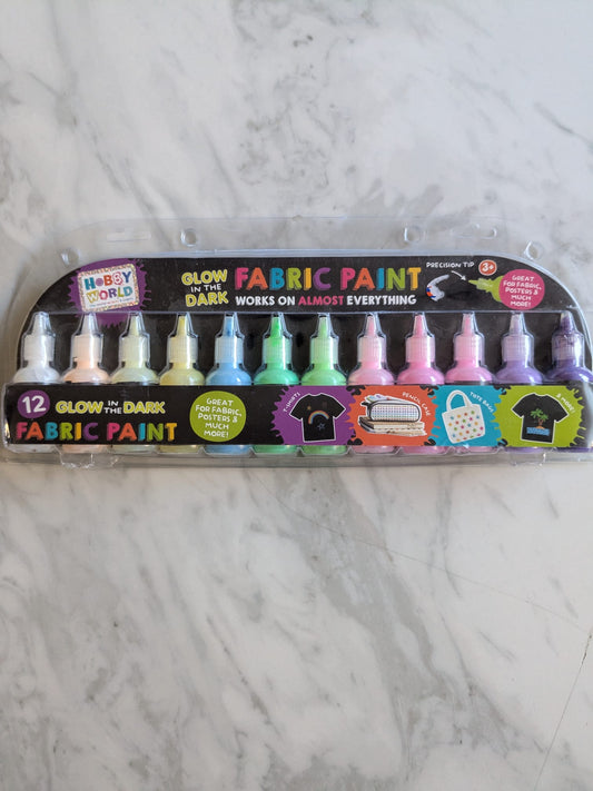 Hobby World 12 Glow in the Dark Fabric Paints
