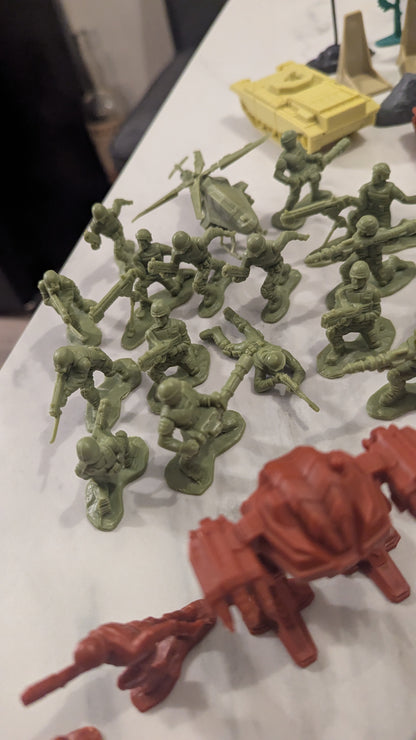 Plastic Box of Action Men Figures, Accessories and Vehicles