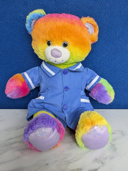 BaB Build a Bear Rainbow Tie Dye Bear with Nurses Uniform