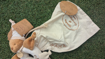 Mon DouDou Plush Organic Bear Rattle & Sack