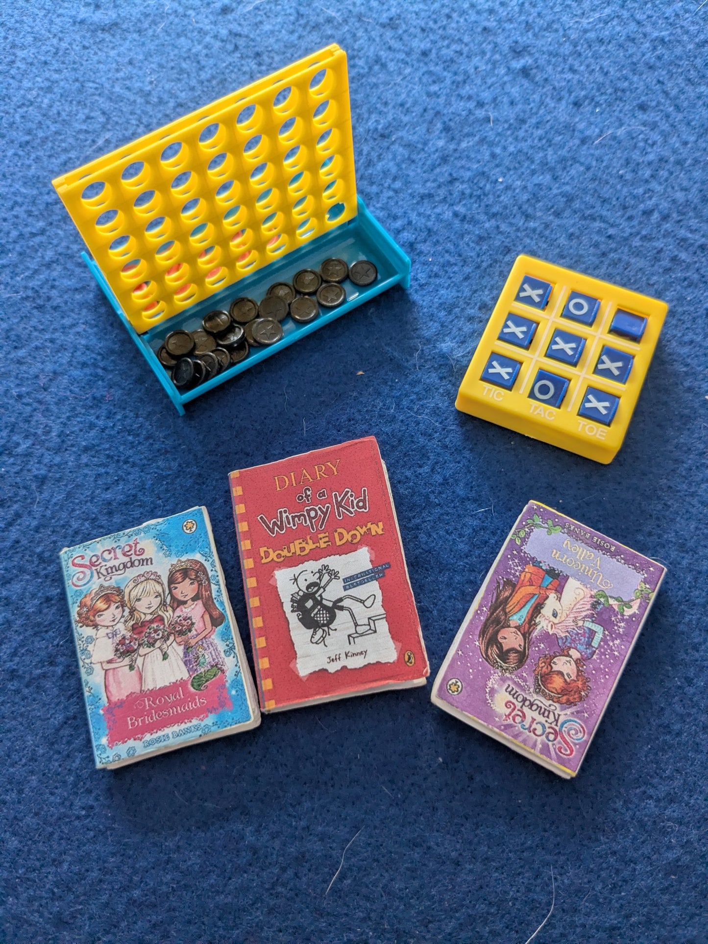 Mini Doll Books & 2 Mini Games (2x Secret Kingdom, 1x Diary of a Wimpy Kid)