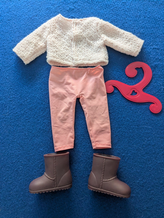 Our Generation Leggings, Jumper, Boots & Coat Hanger Bundle