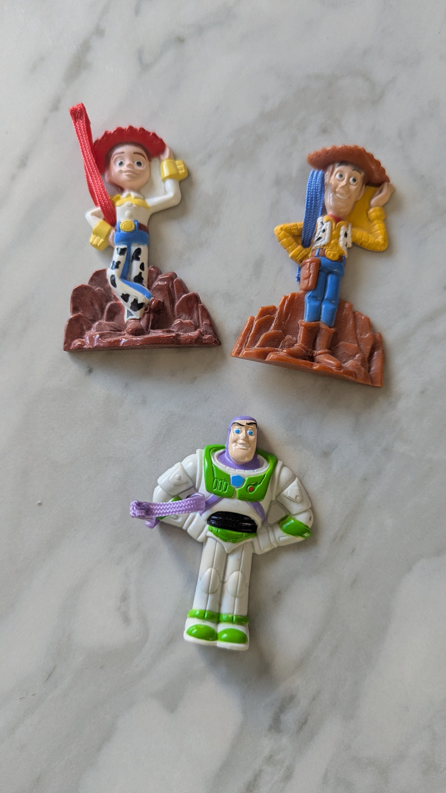 Vintage General Mills Cereal Premium Toy Story 2 Jessie, Woody & Buzz Hangng Ornaments