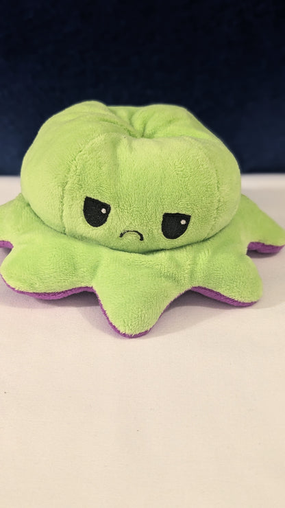2 in 1 Reversible Octopus Sensory  Plush Small Green/Purple