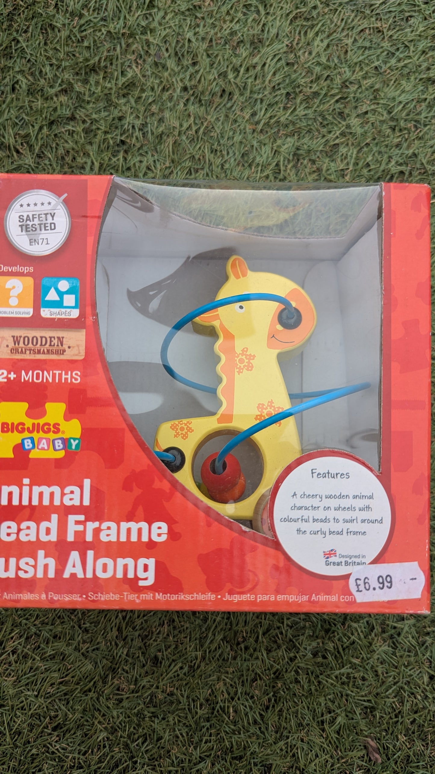 BB069 Animal Bead  Frame Push Along  - Giraffe