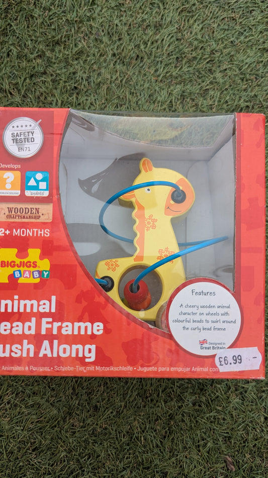BB069 Animal Bead  Frame Push Along  - Giraffe