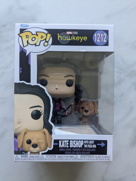 Funko Pops! 1212 Marvel Hawk Eye: Kate Bishop with the Lucky Pizza Dog
