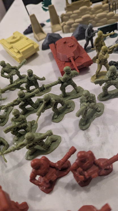 Plastic Box of Action Men Figures, Accessories and Vehicles