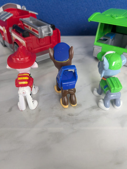 Paw Patrol Bundle - Marshall, Chase & Rocky with 2 Vehicles