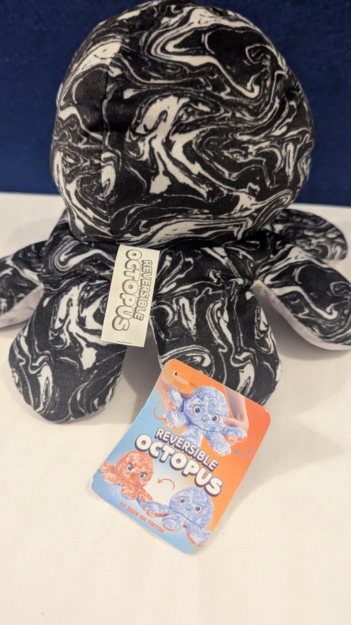 2 in 1 Reversible Octopus Sensory  Plush Black/White