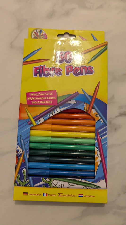 50 Fibre Colouring Pens
