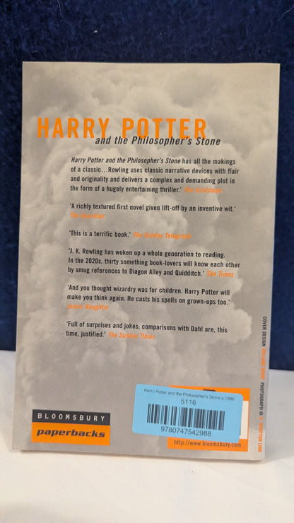 Harry Potter and the Philosopher's Stone First Edition (2nd Impression) 1998 Adult Cover