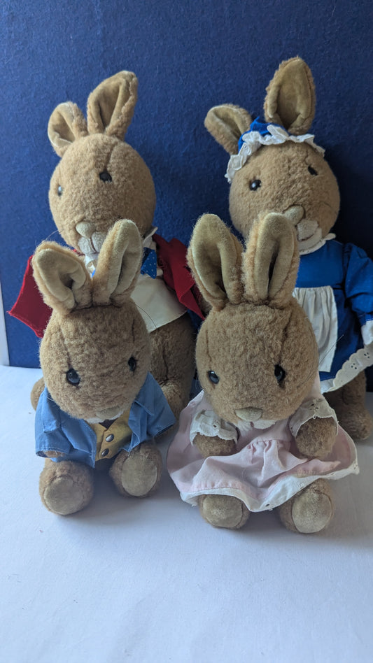 Royal Doulton Bunnykins by Golden 1985 Mr & Mrs Rabbit, Peter & Cottontail Plush Bundle