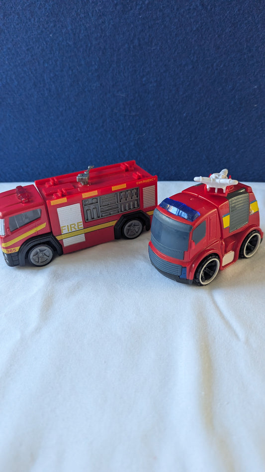 Two fire truck vehicles