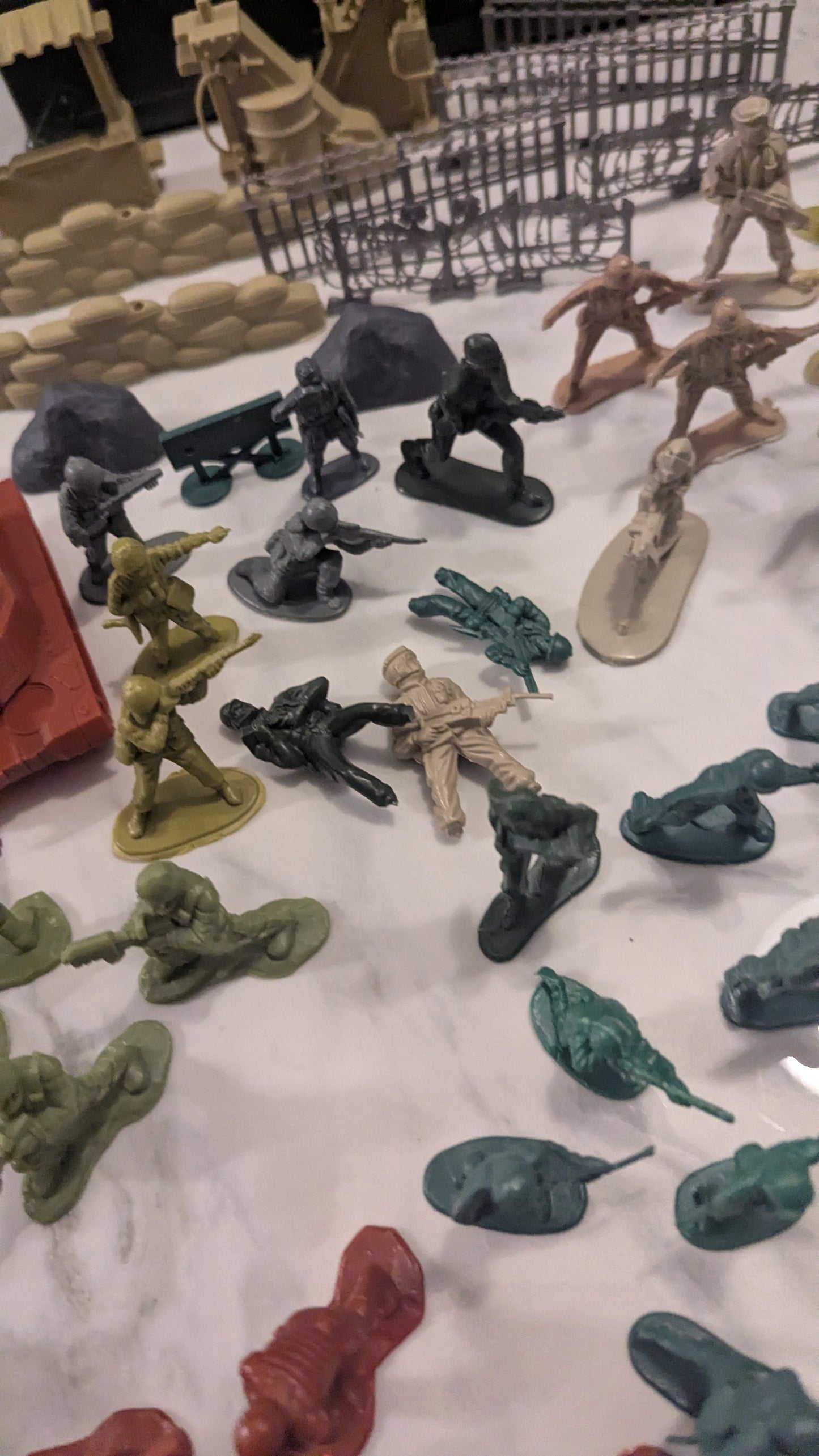 Plastic Box of Action Men Figures, Accessories and Vehicles