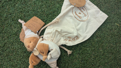 Mon DouDou Plush Organic Bear Rattle & Sack