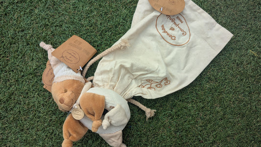 Mon DouDou Plush Organic Bear Rattle & Sack