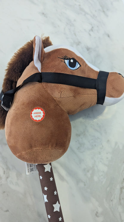 Brown interactive hobby horse