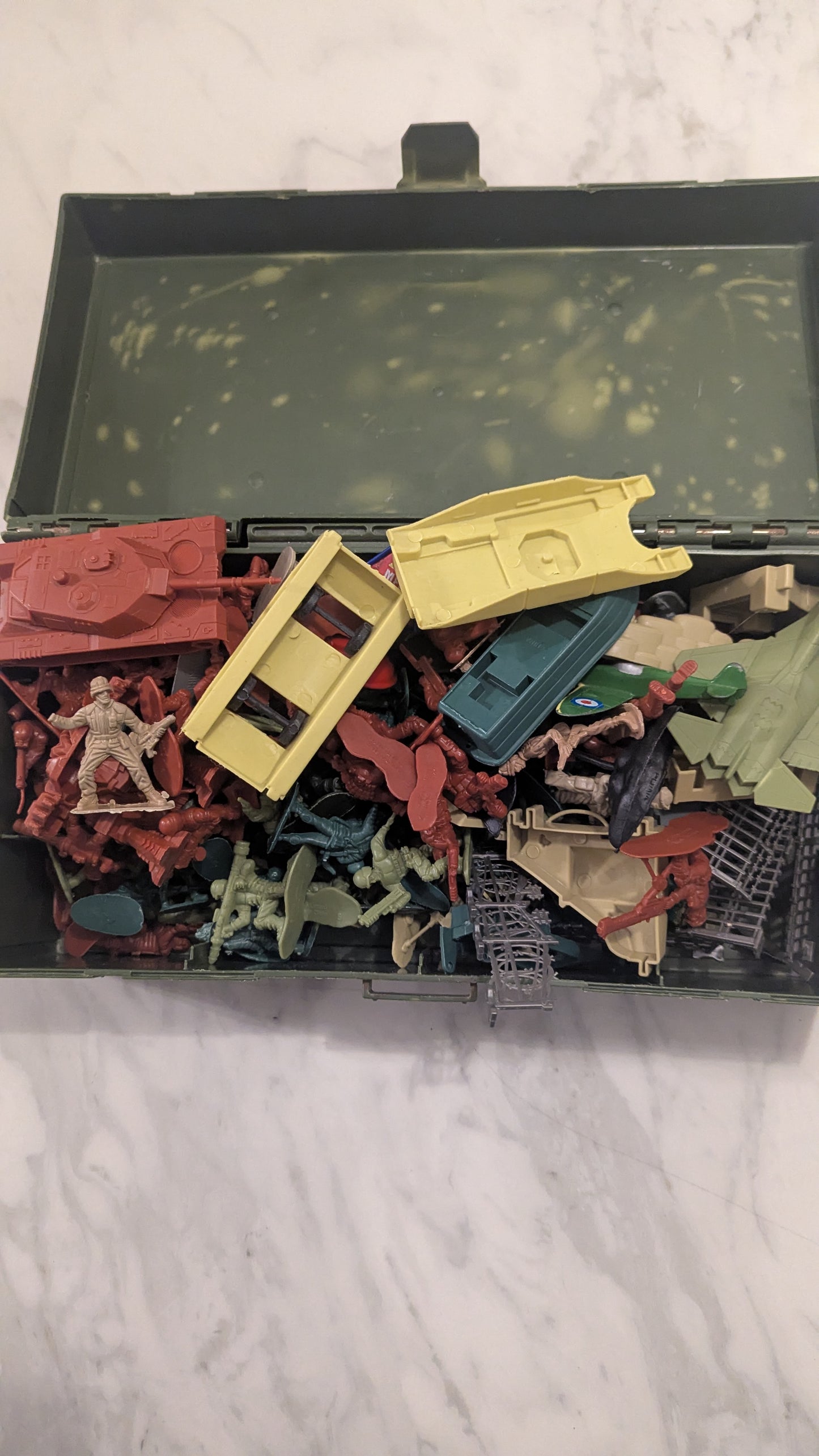Plastic Box of Action Men Figures, Accessories and Vehicles