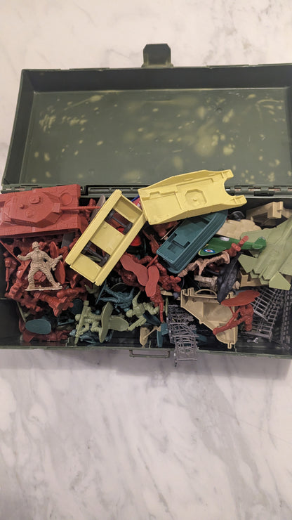 Plastic Box of Action Men Figures, Accessories and Vehicles