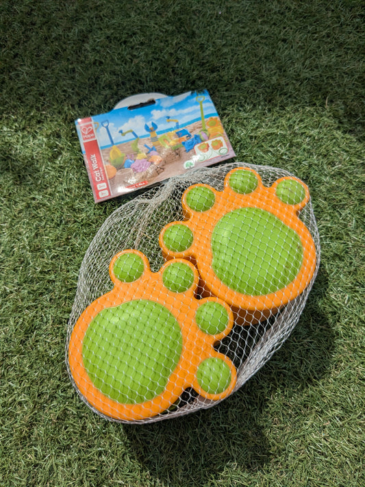 E4013AE Cat Walk Paw Print Stilts - Orange & Green