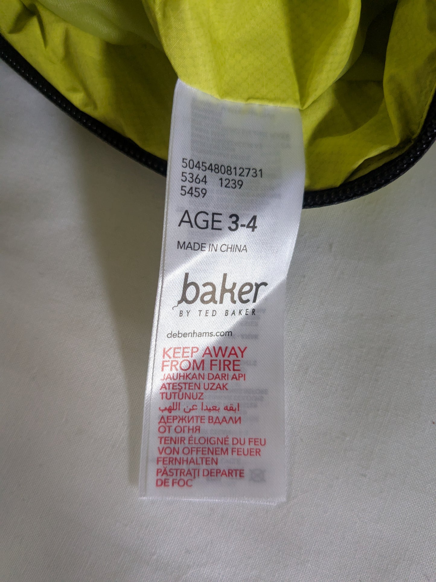 Baker by Ted Baker  Fluorescent Green Back Pack Age 3-4