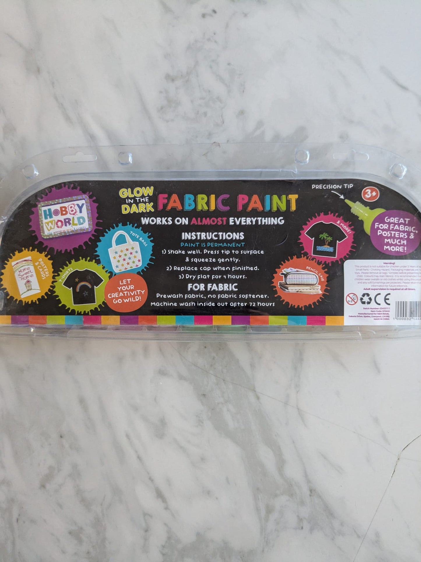 Hobby World 12 Glow in the Dark Fabric Paints