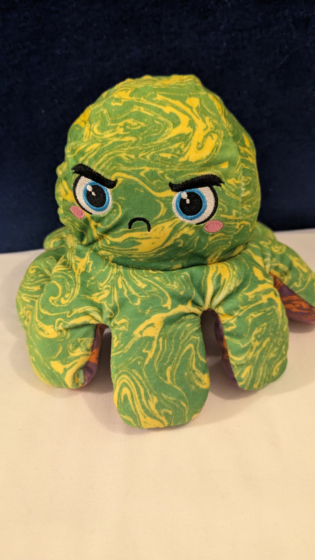 2 in 1 Reversible Octopus Sensory Plush Green/Orange/Pink