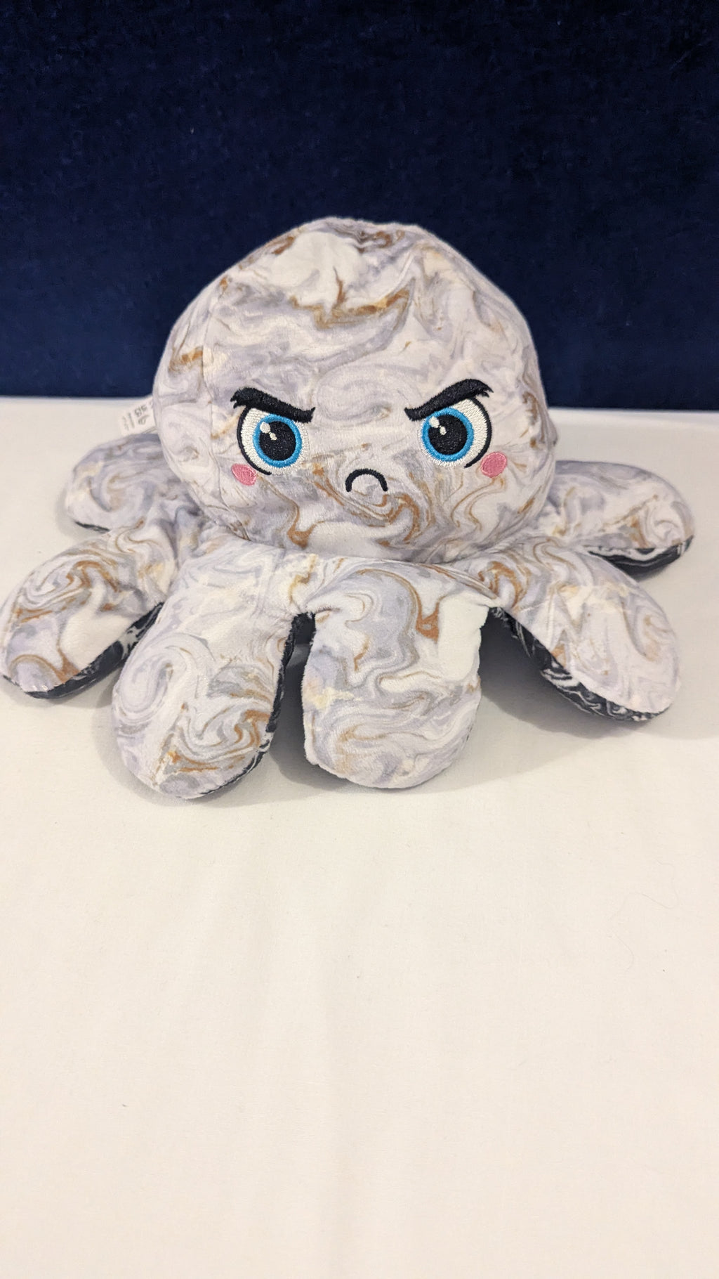 2 in 1 Reversible Octopus Sensory  Plush Black/White