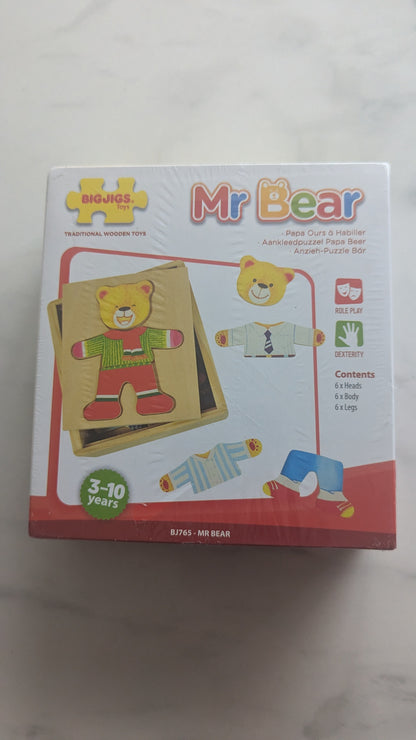 Mr Bear Wooden Dress Up Puzzle & Storage Box BJ765
