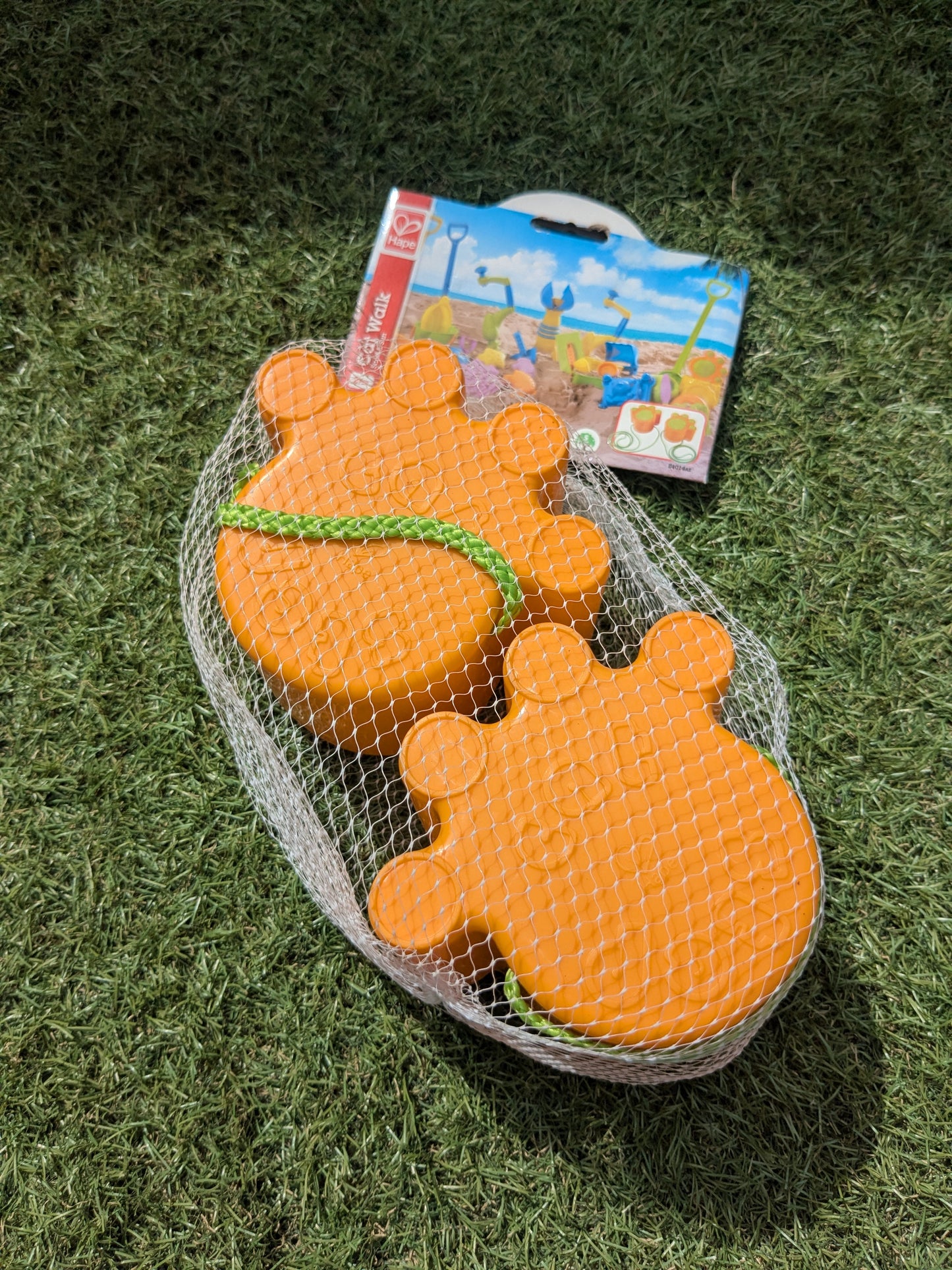 E4013AE Cat Walk Paw Print Stilts - Orange & Green
