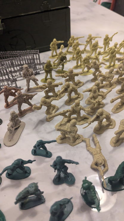 Plastic Box of Action Men Figures, Accessories and Vehicles