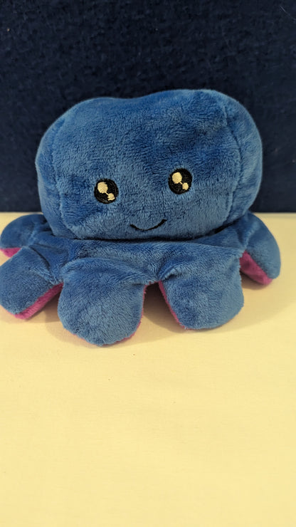 2 in 1 Reversible Octopus Sensory  Plush Small Blue/Pink
