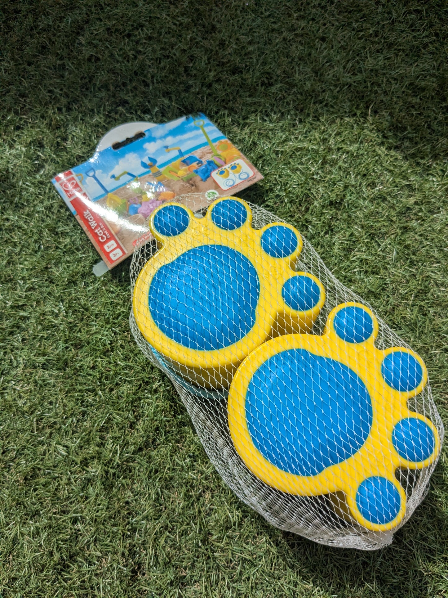 E4014AE Cat Walk Paw Print Stilts - Yellow & Blue