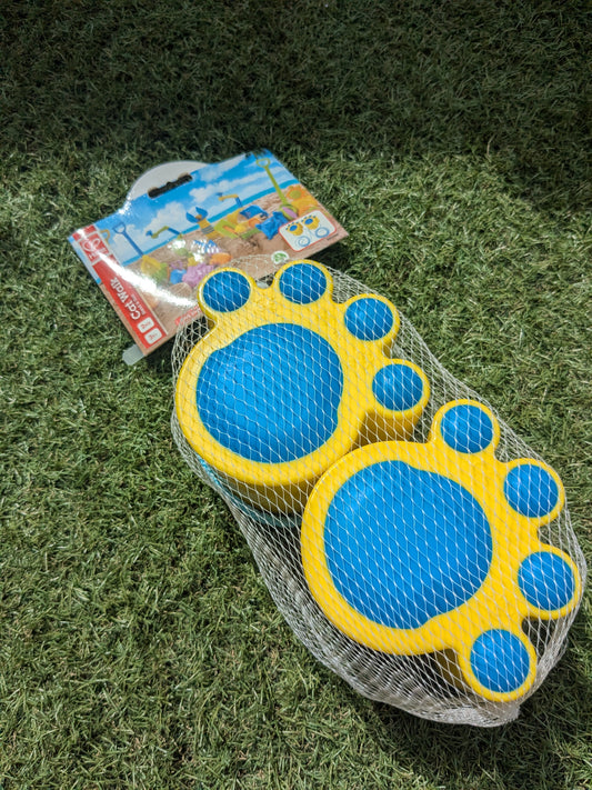 E4014AE Cat Walk Paw Print Stilts - Yellow & Blue